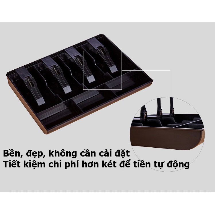 Hộp đựng tiền 4 khoang bằng nhựa ABS siêu bền, đặt trong ngăn kéo bàn tính tiền,không cần cài đặt,rẻ hơn két tự động