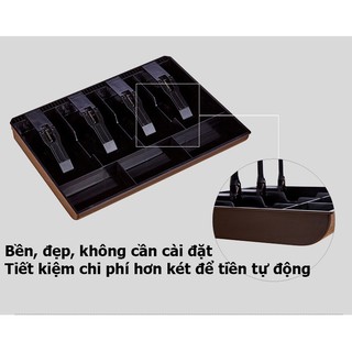 Hộp đựng tiền 4 khoang bằng nhựa ABS siêu bền, đặt trong ngăn kéo bàn tính tiền,không cần cài đặt,rẻ hơn két tự động