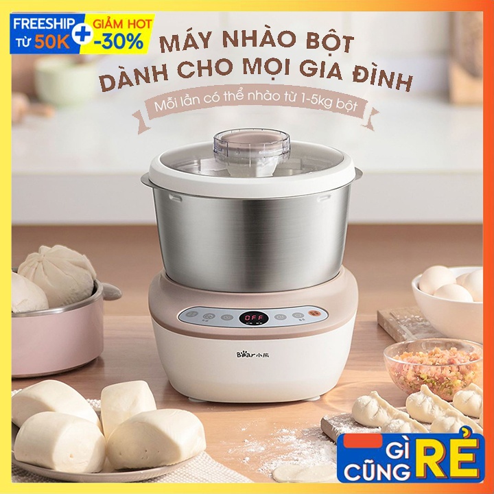 [Mã ELHADEV giảm 4% đơn 300K] Máy nhồi bột 3.5L Bear với chế độ trộn bột hẹn giờ tự động