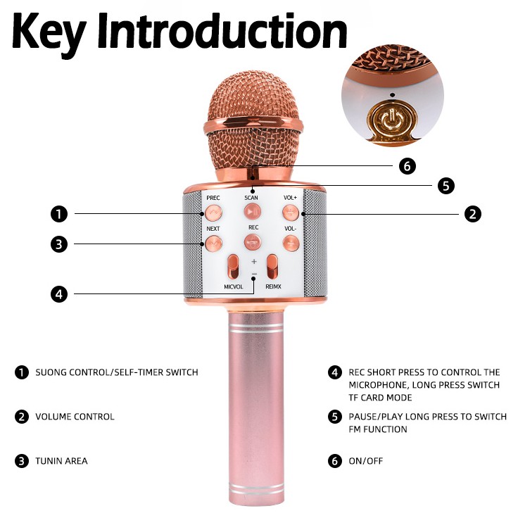 ﹍℡☊Còn hàng Micrô Karaoke Bluetooth không dây Loa chuyên nghiệp Máy nghe nhạc Microfone cầm tay hát ghi âm Mic