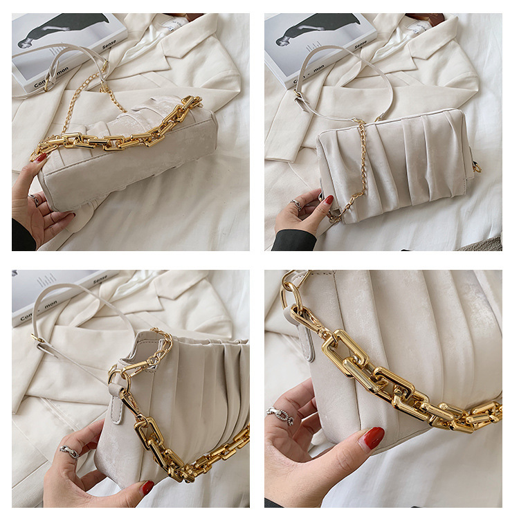 Túi xếp ly thời trang JASMIN NOIR thiết kế chuỗi đeo dày phong cách Pháp thời trang nữ