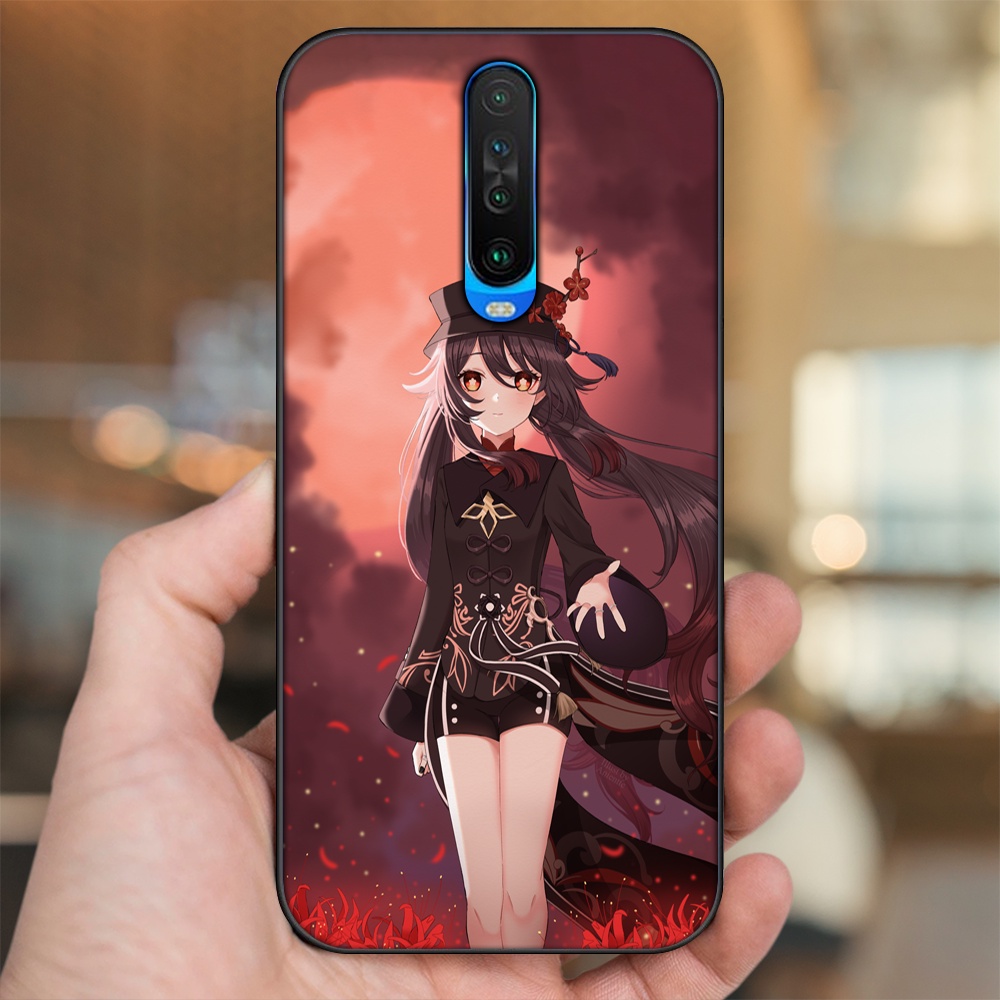 Ốp lưng Xiaomi K30 viền đen in hình Hutao Genshin Impact