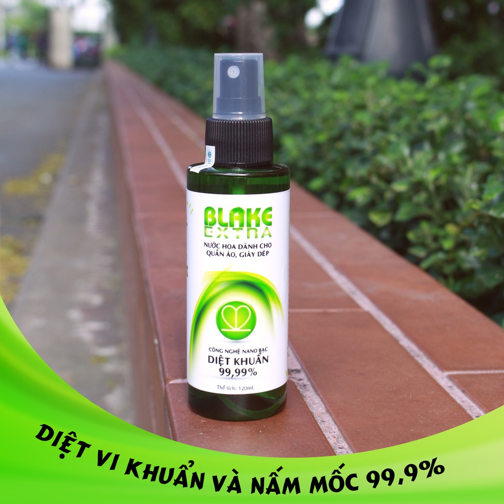 Xịt khử mùi hôi chân, hôi giầy BLAKE EXTRA (120mL) - Chứng nhận diệt khuẩn và nấm mốc 99,99% bởi viện Pasteur TP.HCM