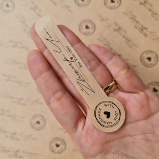 [MẪU 4] 90 Tem dán niêm phong giấy kraf vintage chữ "Hand made with love - thank you for your oder"
