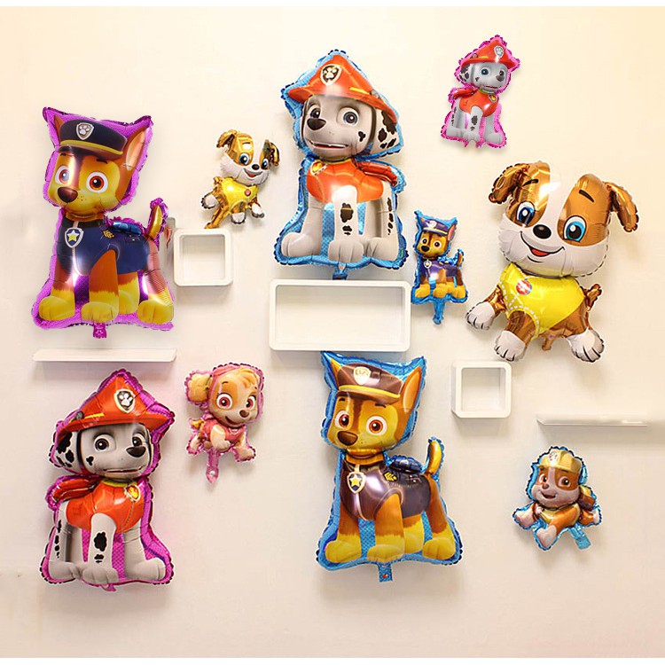 Bong bóng kiếng chó cún con tuổi tuất cảnh sát cứu hỏa Happy Birthday Dogs paw patrol