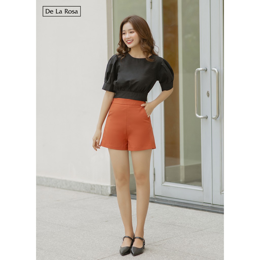 Quần short đùi nữ túi xéo đai lưng thiết kế dạo phố - De La Rosa