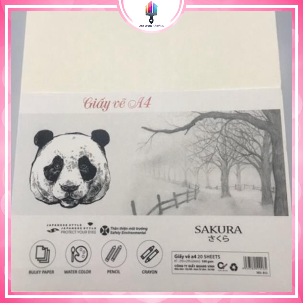 GIẤY VẼ SAKURA (A4/A3) chuyên vẽ chì, vẽ kí họa, vẽ màu Gouat dành cho người mới học vẽ