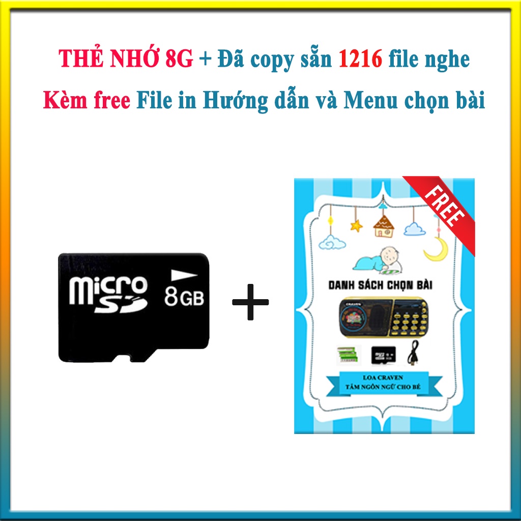 LOA NGHE CRAVEN – Loa tắm ngôn ngữ cho bé – [Free❤]Tặng kèm 1216 file nghe Anh- Việt-Học tiếng Anh cho bé