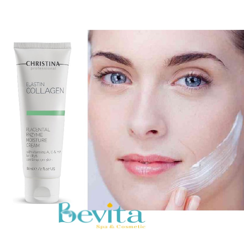Kem dưỡng ẩm ngừa lão hóa Christina Elastin Collagen Placental Enzyme Cream 60ml - Bevita