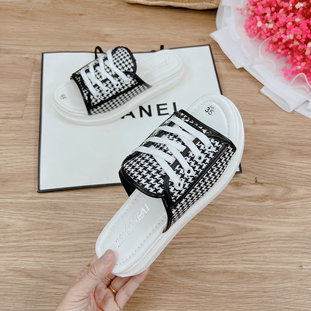 Sẵn: Dép bánh mì buộc dây cá tính phong cách, dép thời trang( đế PU siêu nhẹ 3,5cm)
