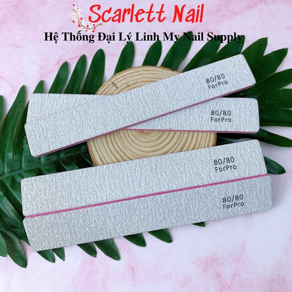 Dũa Móng Nail For Pro Xám Lõi Hồng Độ Nhám 80/80 - Dũa Móng Phá Gel Phá Bột