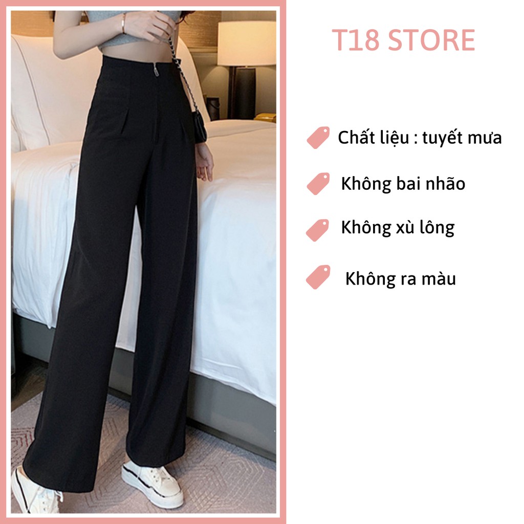 Quần suông cạp cao gen bụng khóa trước - quần vải ống rộng siêu hách dáng T18 STORE QT06