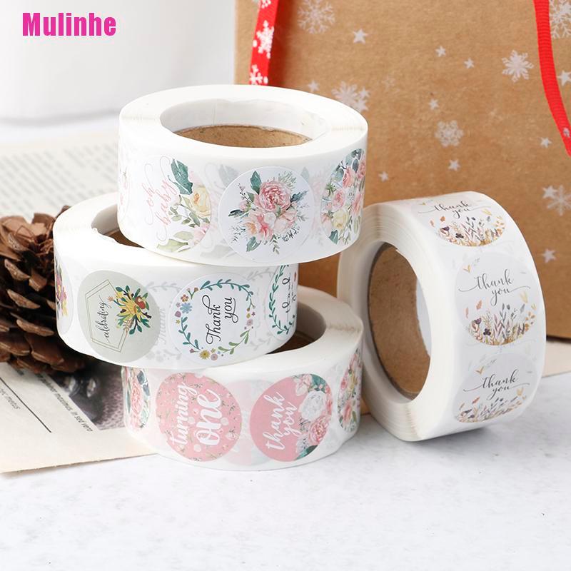 Cuộn 500 miếng dán Thank You họa tiết hoa cho đám cưới