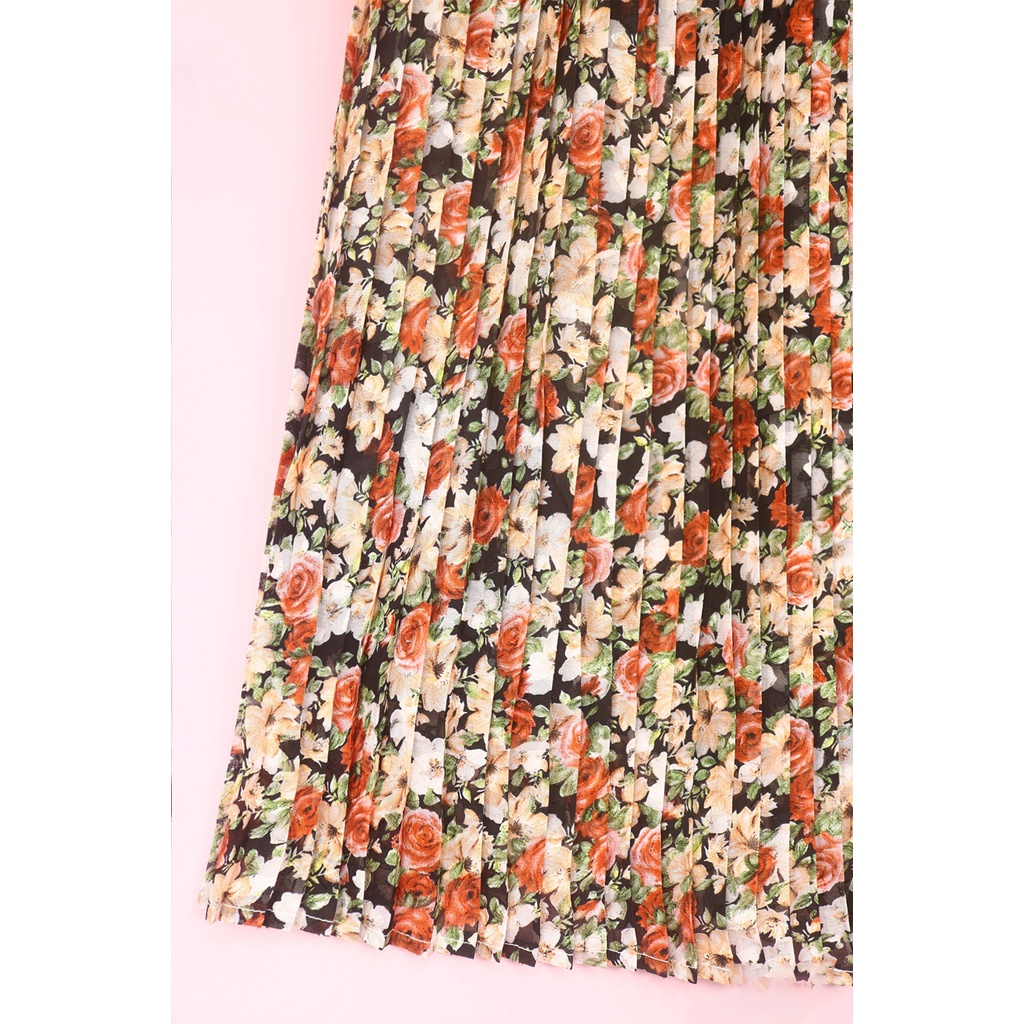 Đầm Hoa Thiết Kế Luperi LFV3293 Phối Chân váy xếp ly thanh lịch, nhẹ nhàng