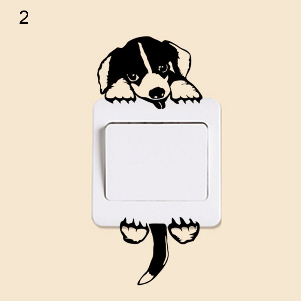 [springeven] Sticker Vinyl Dán Tường Nghệ Thuật Hình Chó Mèo Có Thể Tháo Gỡ Trang Trí Công Tắc Phòng