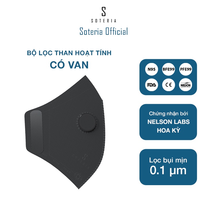 Bộ lọc khẩu trang Soteria Filter99+ Size S,M,L (Valves) - Bộ lọc khẩu trang than hoạt tính ( CÓ VAN)