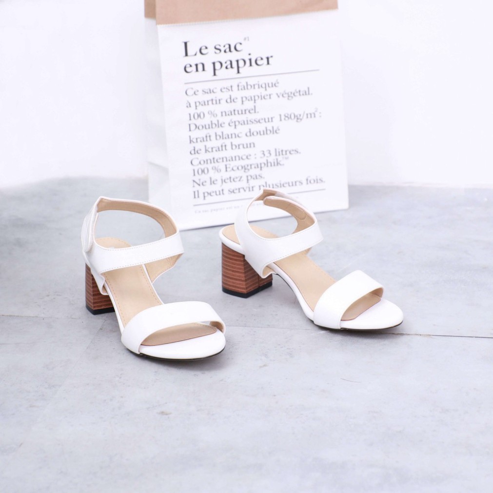 Giày Sandal Cao Gót 5cm Quai Dán Đế Gỗ 5245