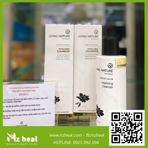 [Hỏa tốc] Sữa rửa mặt nhẹ dịu cho da thiên khô Living Nature Vitalising Cleanser 120ml