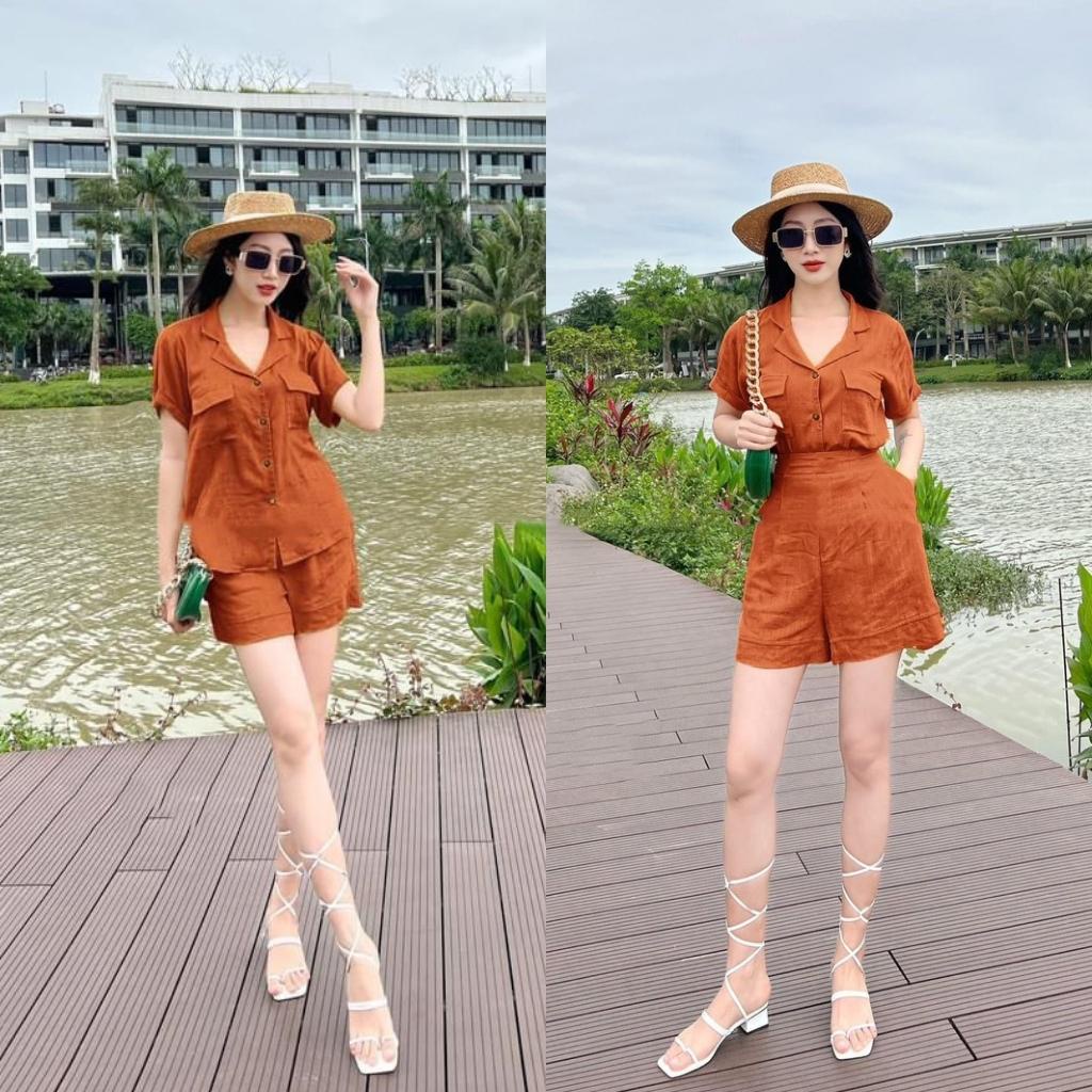 Bộ đũi cộc nữ 2 túi dáng áo đuôi tôm mẫu mới nhất, Hàng chính hãng