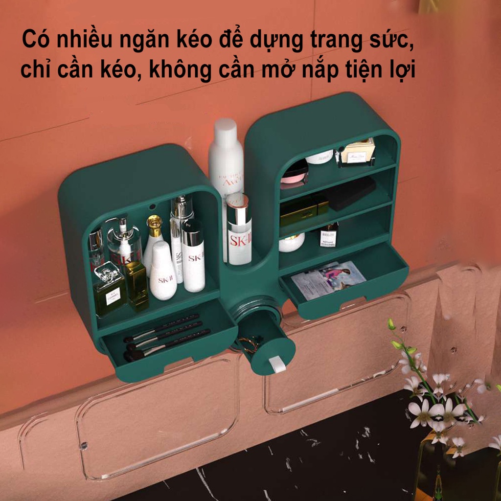 MVP036 Kệ đựng mỹ phẩm treo tường 2 ngăn tiện lợi - Thiết kế chống bám nước,chống bụi  trong nhà tắm, vệ sinh