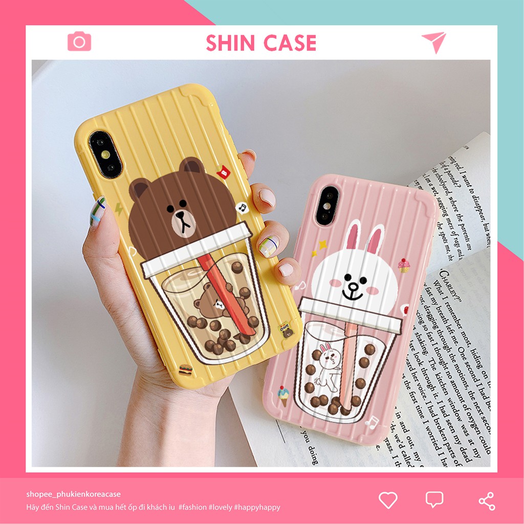 Ốp lưng iphone Trà sữa thỏ sọc 3D chống va đập 5/5s/6/6plus/6s/6splus/7/7plus/8/8plus/x/xr/xs/11/12/pro/max/plus/promax | BigBuy360 - bigbuy360.vn