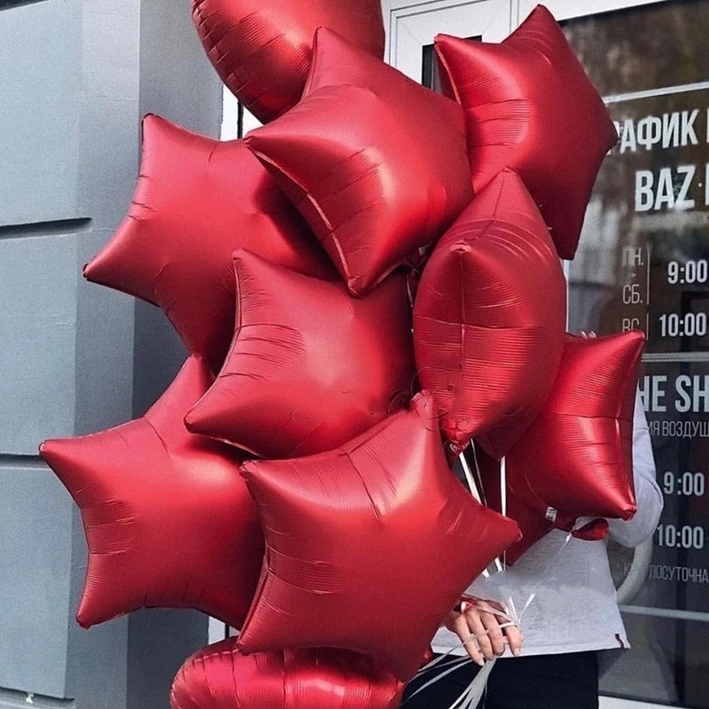 Bong Bóng Trang Trí Bằng Kim Loại Nhám Hình Ngôi Sao/Trái Tim/Tròn Kích Thước 18 Inch