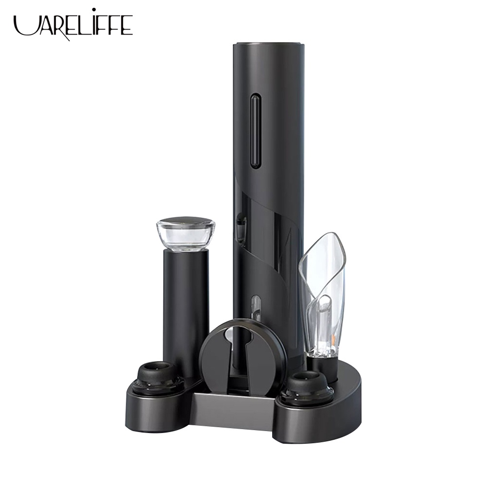 Uareliffe 5 In 1 Electric Wine Bottle Opener Gift Set Sealed Keep Fresh Wine Stopper Pourer Fast Sobering Home Wine Corkscrew Party Barware