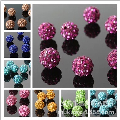 (1 hạt)Quả cầu đính đá 10mm, Nguyên liệu làm trang sức cổ trang, Nguyên liệu diy