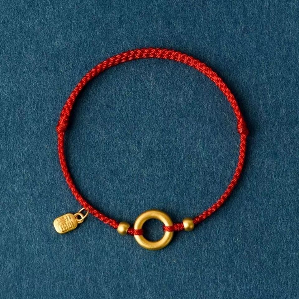 Lắc chân. Nafu Vòng Đeo Tay / Lắc Chân Bện Dây Đỏ Thương Hiệu Xiaofu Cổ Điển Sinh Nhật Năm Dành Cho Bạn Nữ