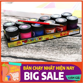 Set 12 hũ Màu nước Colokit WACO-05 (12 màu/15ml) Màu tươi sáng, đúng chuẩn màu mỹ thuật