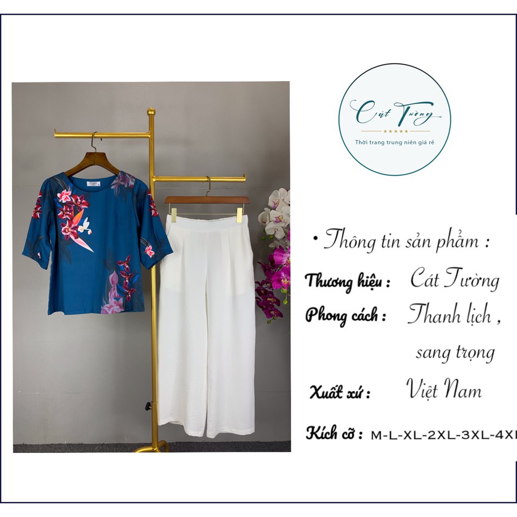 Áo trung niên nữ sang trọng, thanh lịch tặng mẹ tặng bà - Thời trang Cát Tường - Áo hoa đẹp
