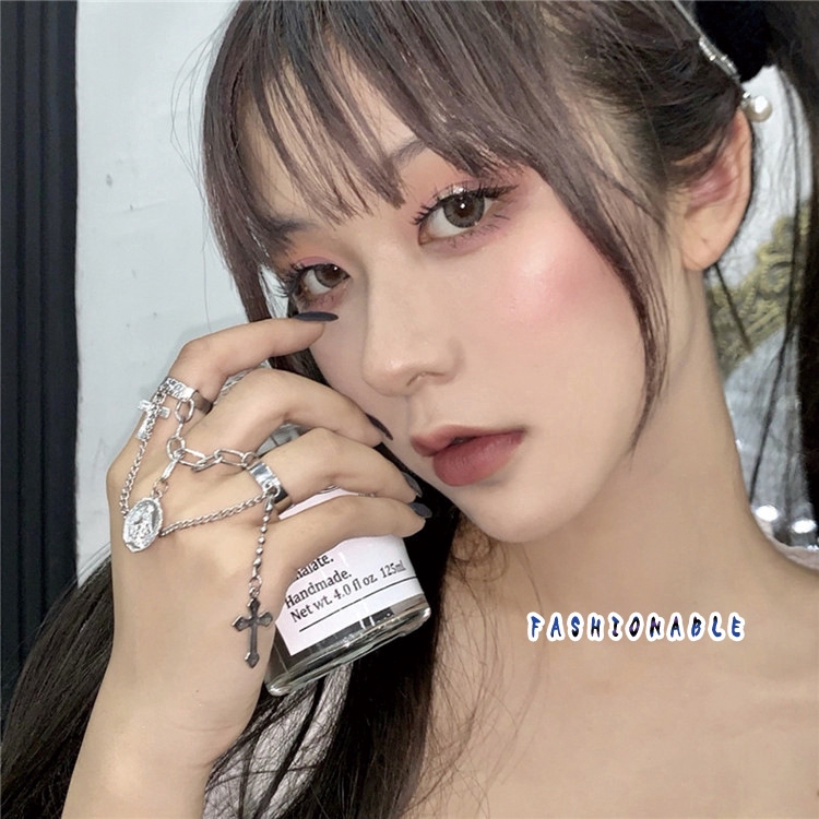Nhẫn kép dạng hở phối dây mắt xích mặt hình thánh giá cho nam và nữ | BigBuy360 - bigbuy360.vn