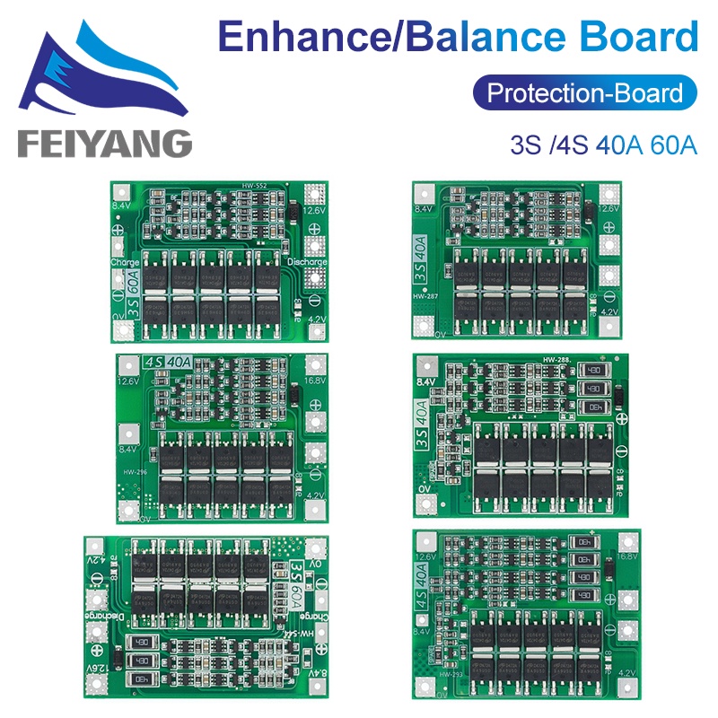 Bảng Mạch Bảo Vệ Pin Li - Ion 3S/4S 40A 60A 18650 Bms 11.1V 12.6V/14.8V 16.8V