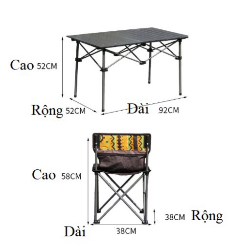 6 GHẾ + 1 BÀN GẤP KIM LOẠI DÃ NGOẠI CAO CẤP