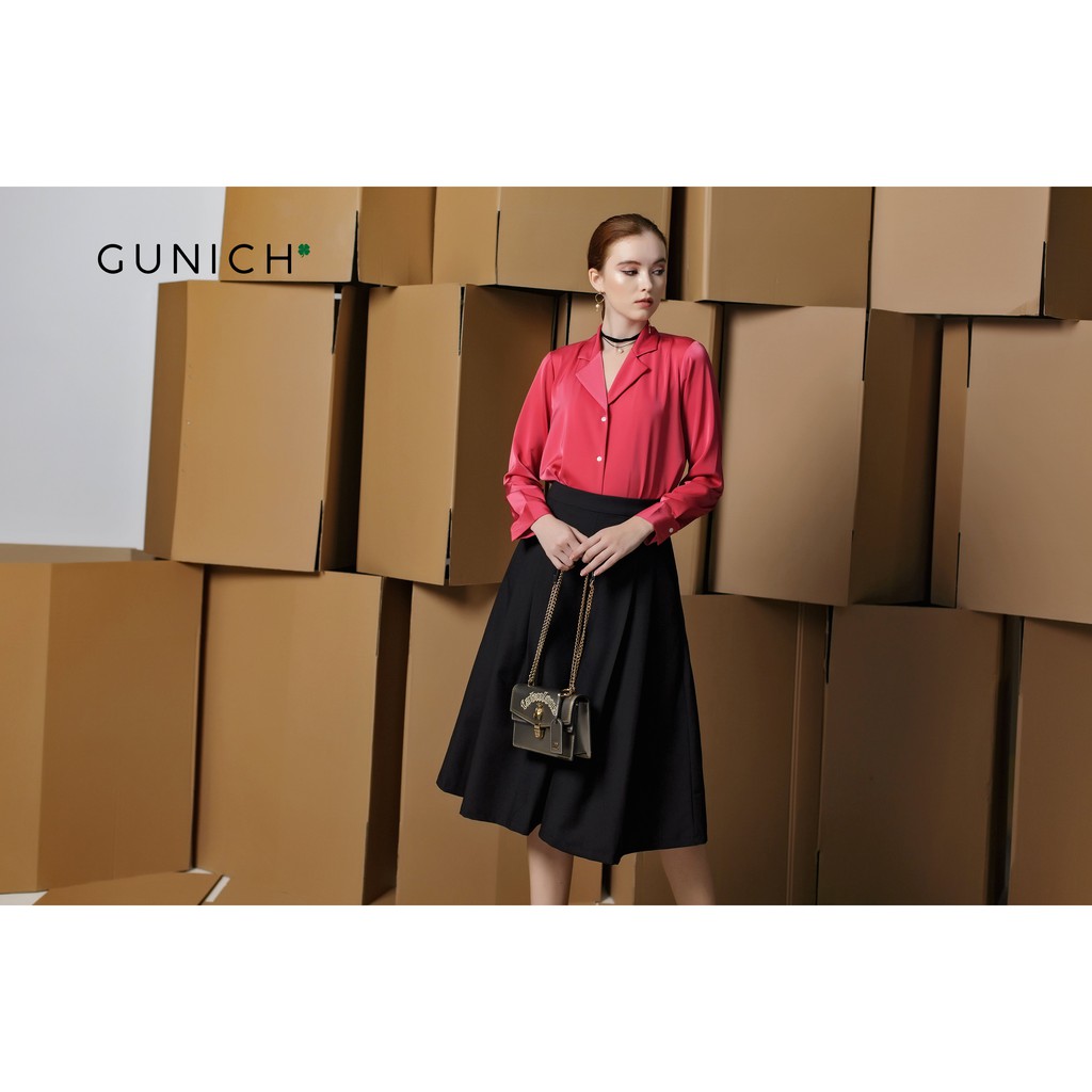 Áo sơ mi cổ danton hồng Gunich