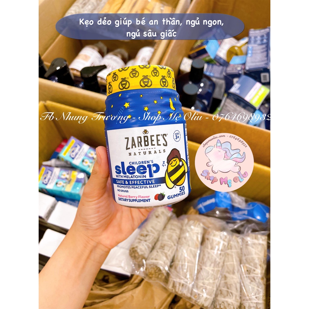 [ĐỦ BILL] Kẹo dẻo Zarbee's giúp bé ngủ ngon cho bé từ 3 tuổi Kids 1mg Melatonin Gummy,vị dâu date 06/2024