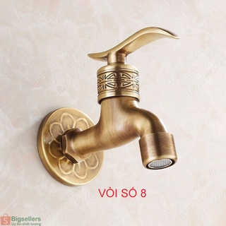 Vòi nước lạnh phong cách cổ điển làm bằng đồng, đầu vòi tạo bọt chống nước bắn, gắn tường