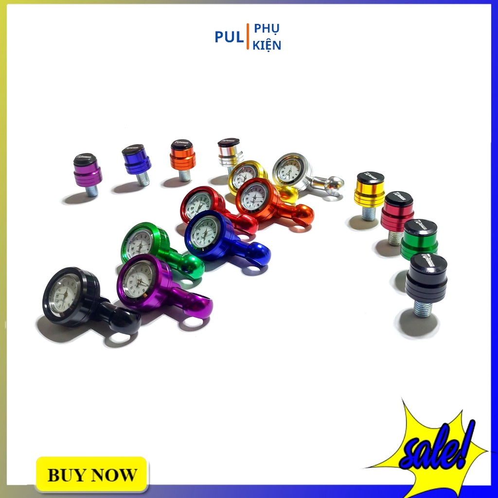 Đồng hồ mini kèm ốc kiểu gắn chân gương xe máy hợp kim nhôm chống gỉ làm đẹp xe