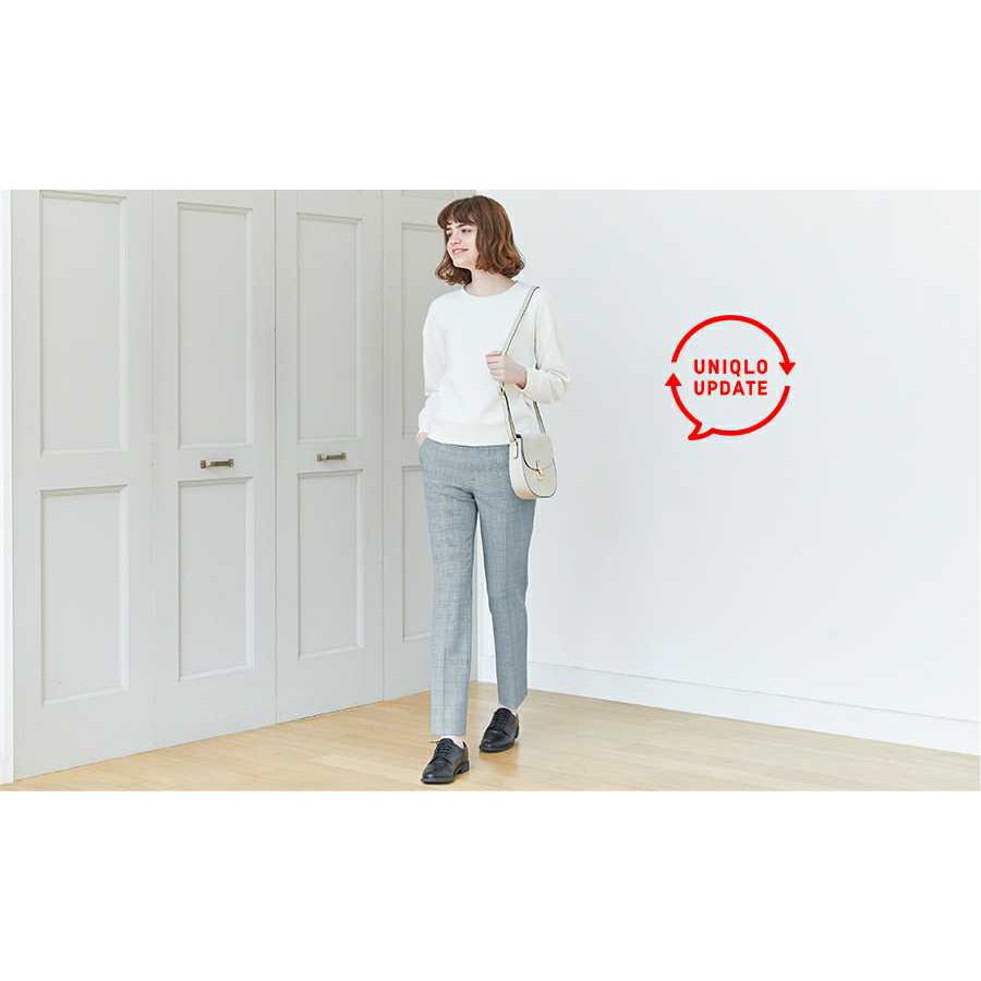 (UNIQLO Nhật chính hãng) Nữ- Áo thun nỉ cổ tròn 2 mặt vai vuông dài tay - WOMEN DOUBLE FACE LONG-SLEEVE SWEATSHIRT | BigBuy360 - bigbuy360.vn