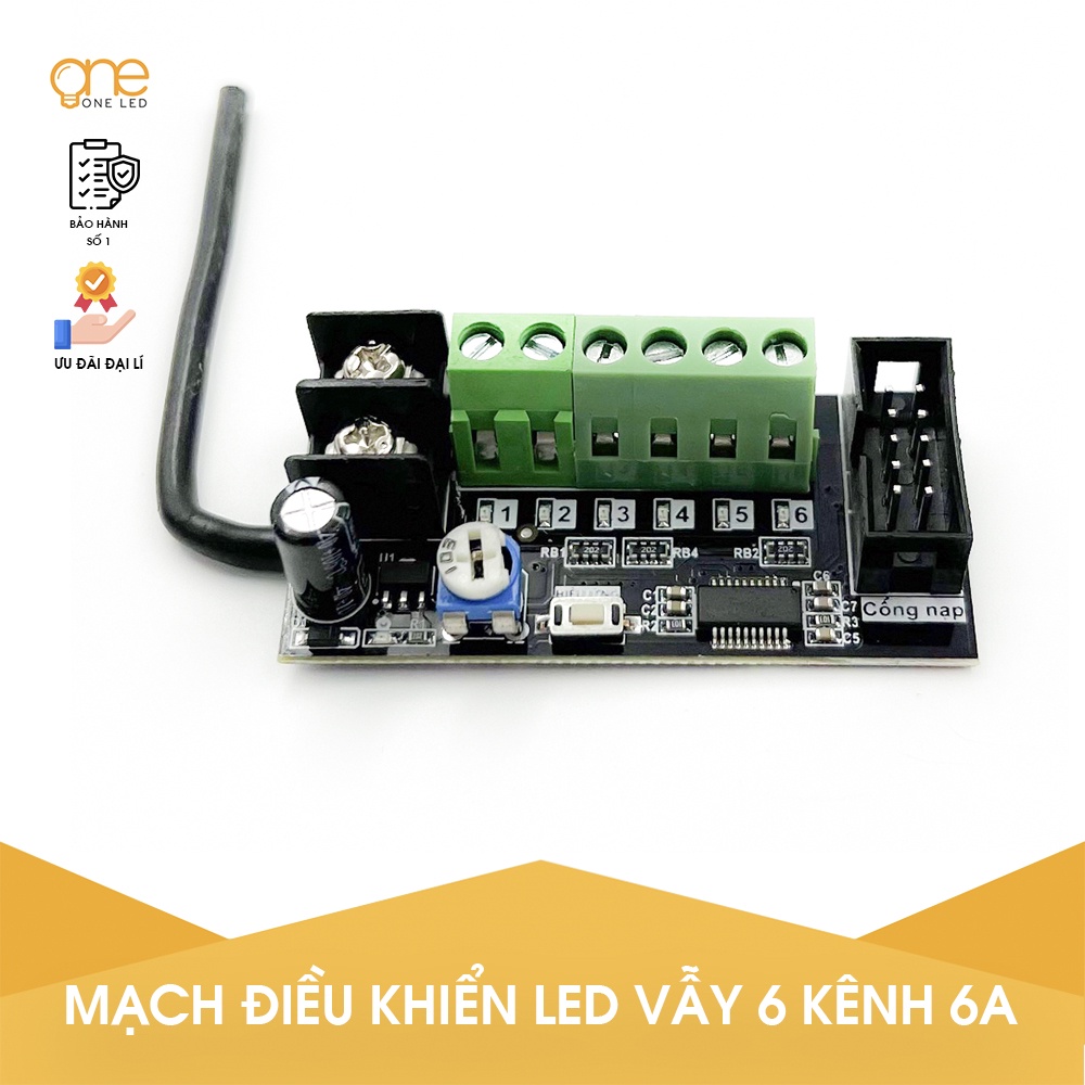 Mạch điều khiển Led Vẫy 6 kênh cống suất 6A, Điều khiển LED liền dây, led đúc OneLED V4.4