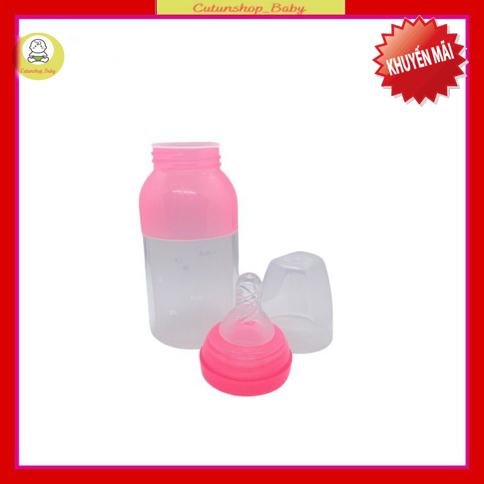 Bình sữa silicon baby love cổ chuẩn thân mềm 110ml cho bé