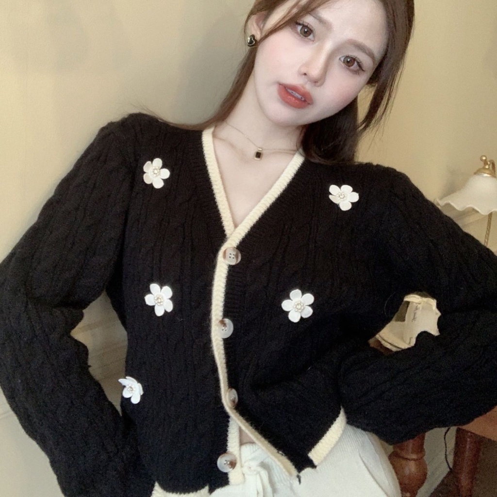Áo Khoác Cardigan Dệt Kim Cổ Chữ V Xinh Xắn Thời Trang  tao bao