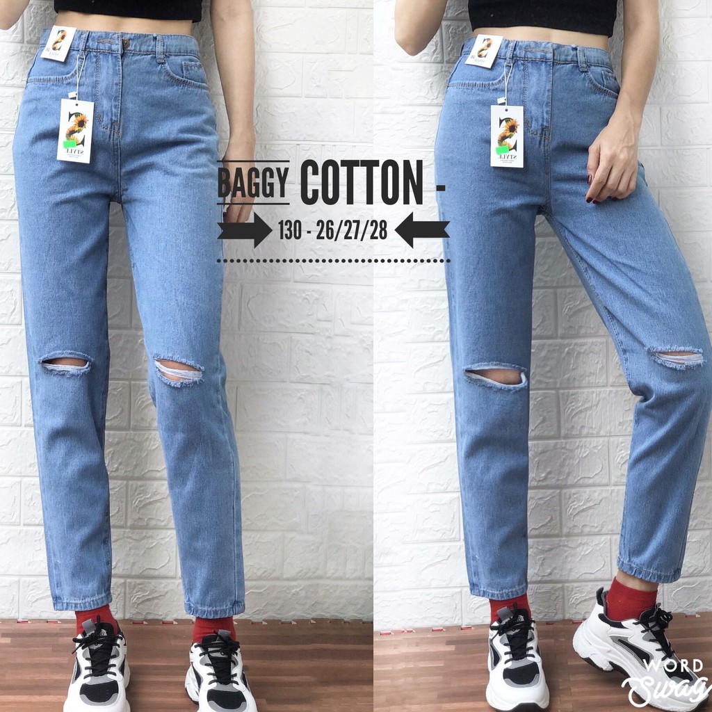 Quần Jean Baggy Cắt Rách 2 Gối Mã 240