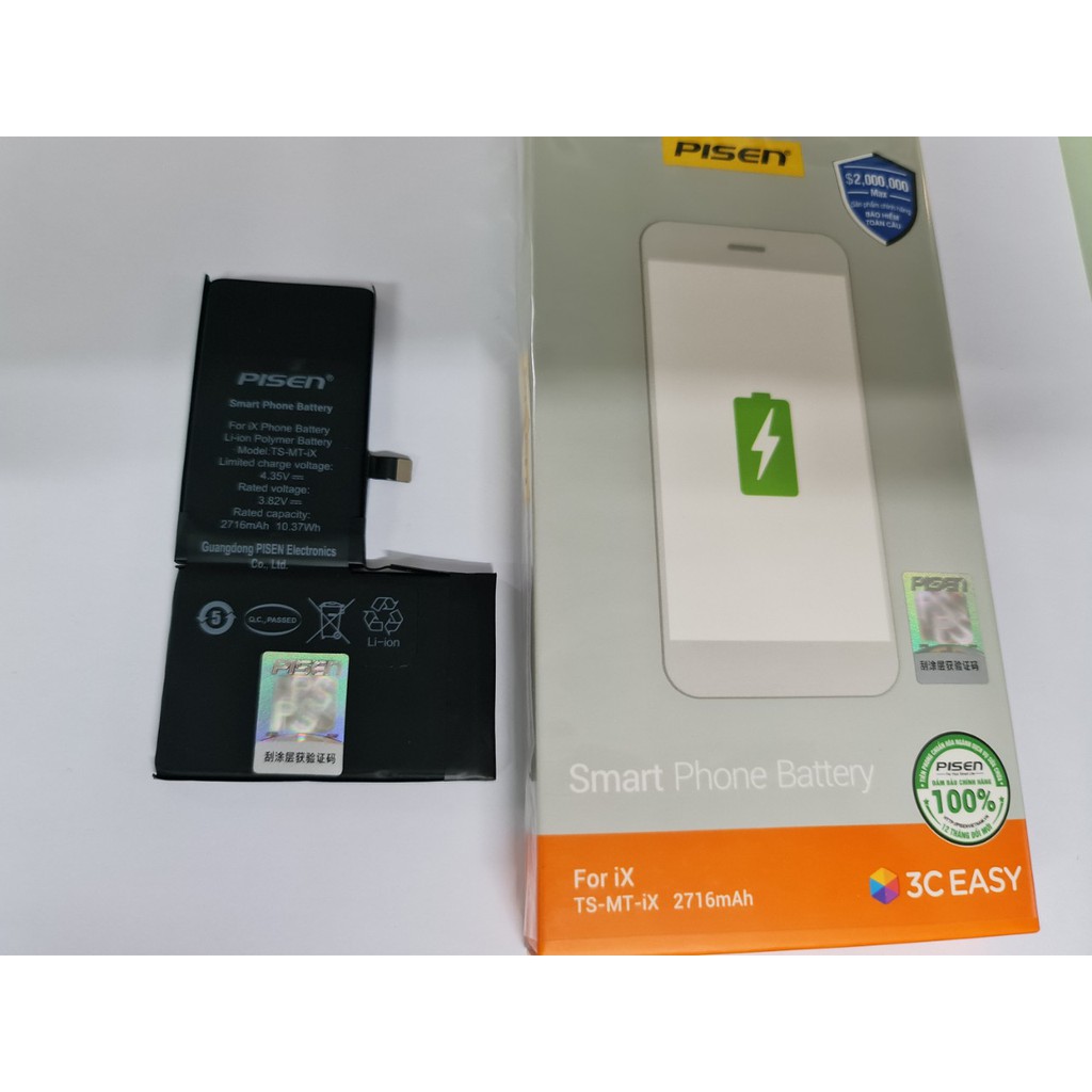 Pin Pisen iPhone X - Hàng Chính Hãng