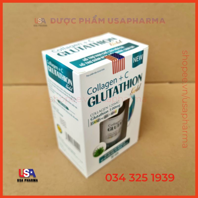 Collagen Glutathion USA, l-cystine đẹp sáng da, giảm nám sạm da - 30 viên