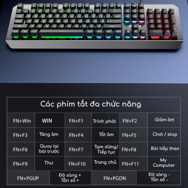 Bàn phím cơ gaming LexTech chơi game máy tính LED 9 chế độ 87 phím cơ chống mỏi tay chuyên cho game thủ