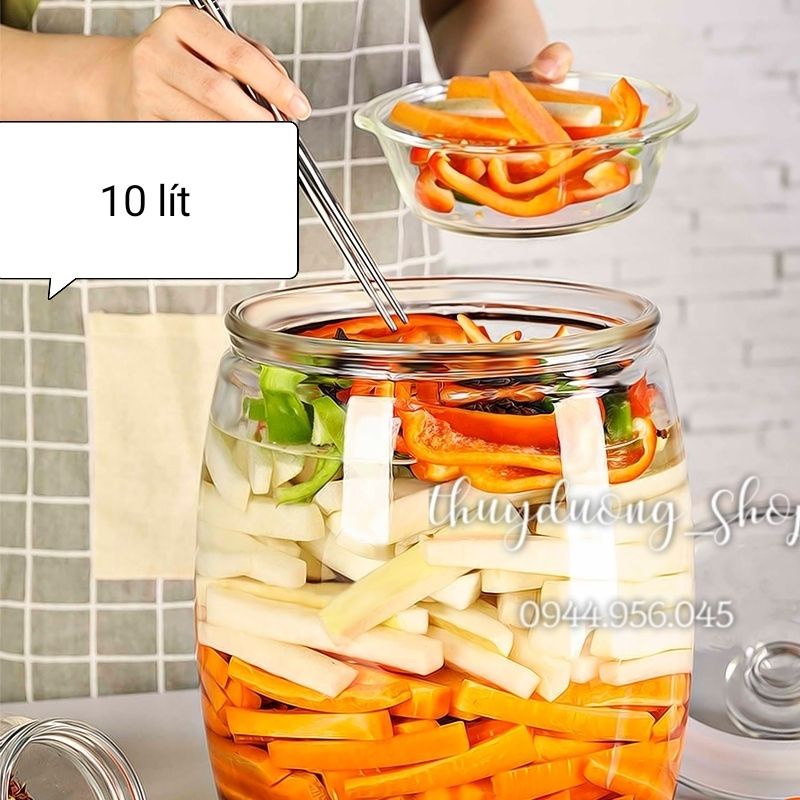 Bình thủy tinh Ngâm rượu/Ngâm hoa quả/ muối  Dưa cà Cỡ to 8 lít/10 lít