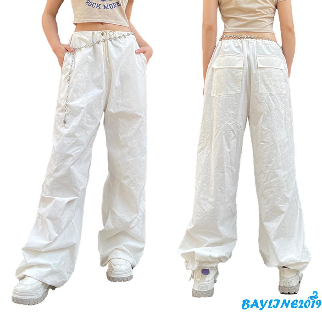 Quần ống rộng Lưng Thun Có Túi Màu Sắc Đơn Giản Dành Cho Nữ