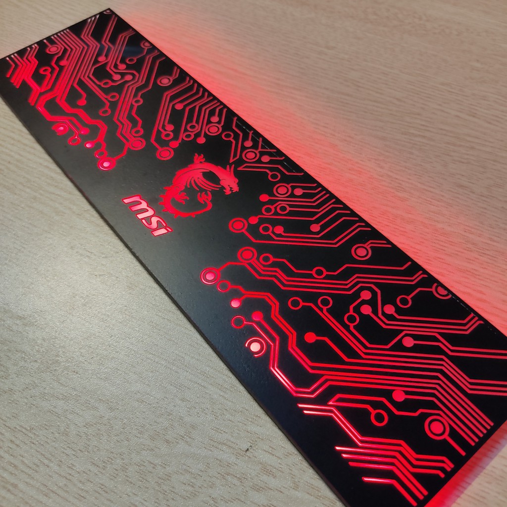 Tấm che nguồn PC Led RGB 5v ARGB logo MSI, đồng bộ màu Hub Coolmoon, hình mạch điện vô cực