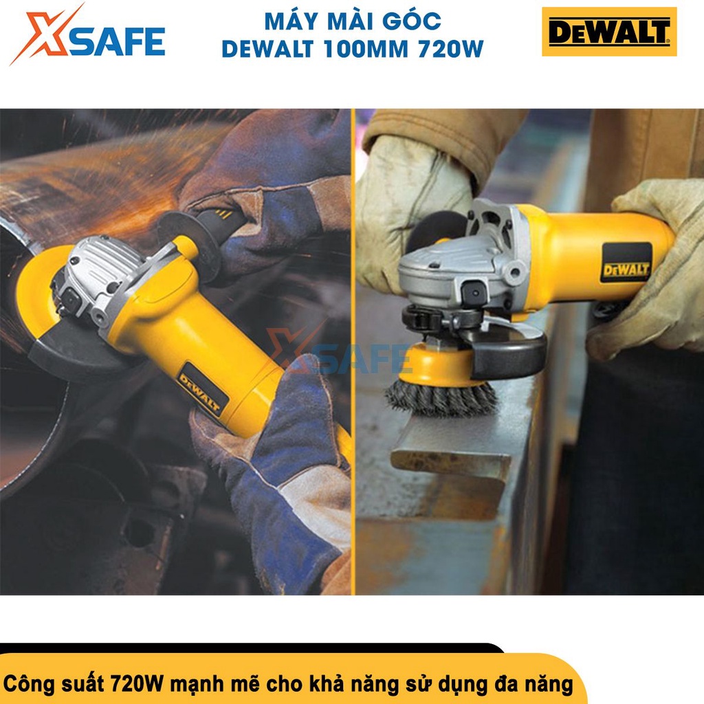 Máy mài cầm tay DEWALT 720W Máy cắt sắt cầm tay bảo vệ quá tải, tốc độ 11000v/p, đĩa cắt 100mm[CHÍNH HÃNG][XSAFE]